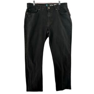 Nat Nast Luxery Origina Jeans Mens Size 38x32 Black Denim Stretch Straight Leg‎